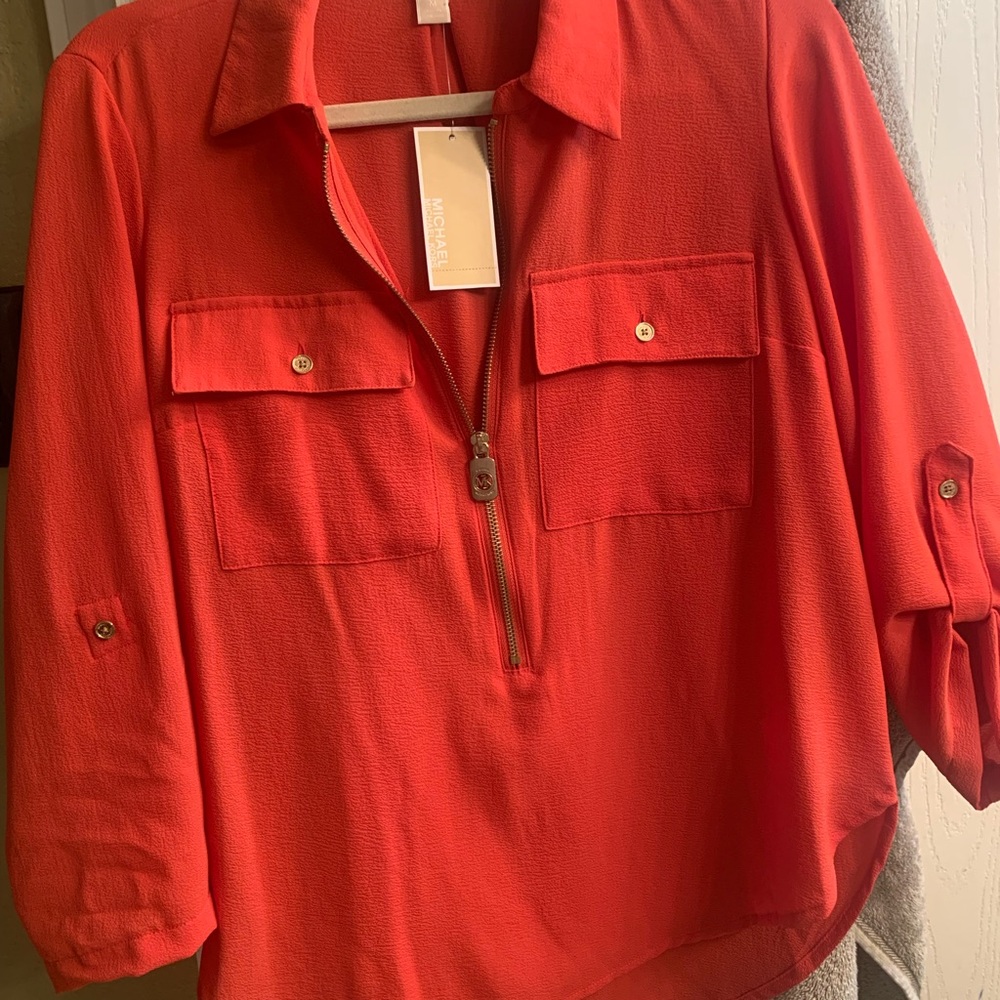 NWT-Michael Kors Dark Persimmon Blouse